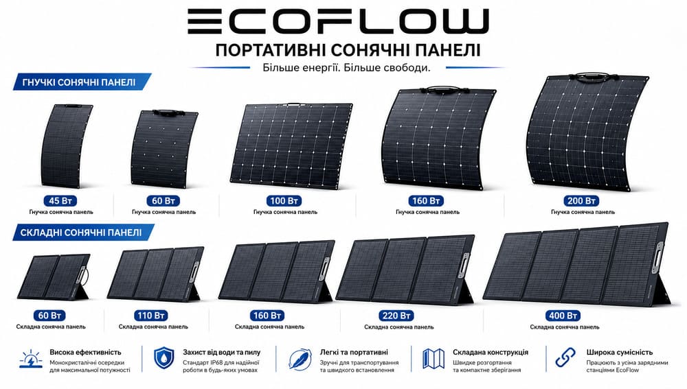 Лінійка сонячних панелей для EcoFlow у каталозі