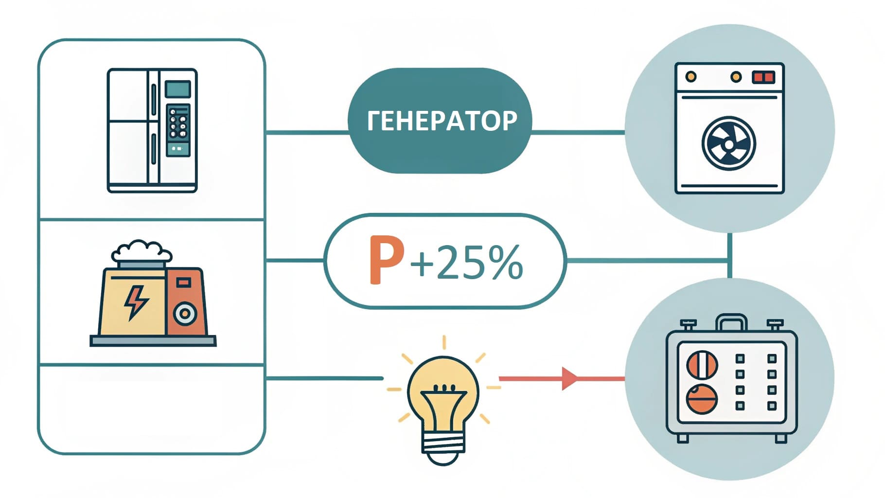 Инфографика: как рассчитать мощность генератора для дома
