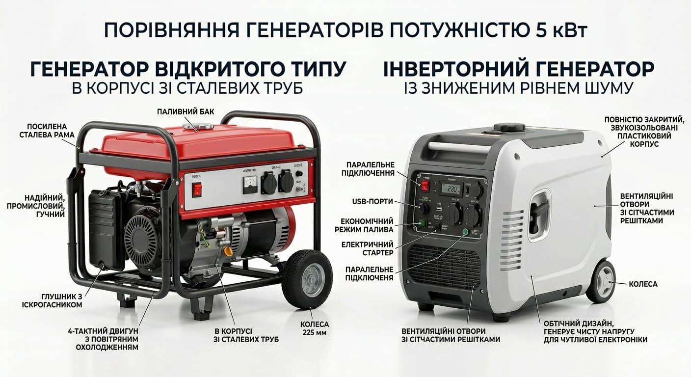 Порівняння генераторів 5 кВт в АКУМУЛЯТОР-Центр.