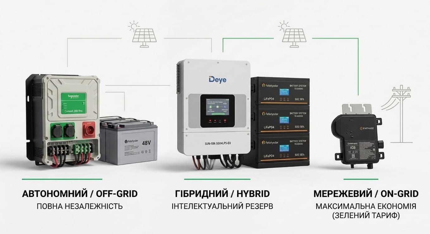 Основні типи інверторів для автономного та резервного живлення