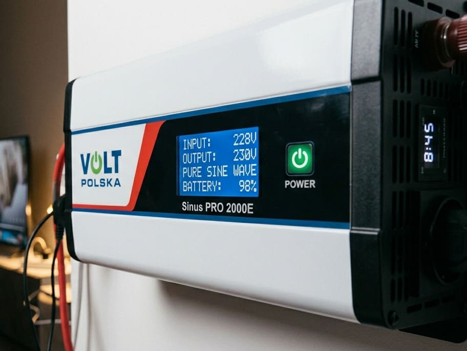Дисплей инвертора Volt Polska с показателями напряжения