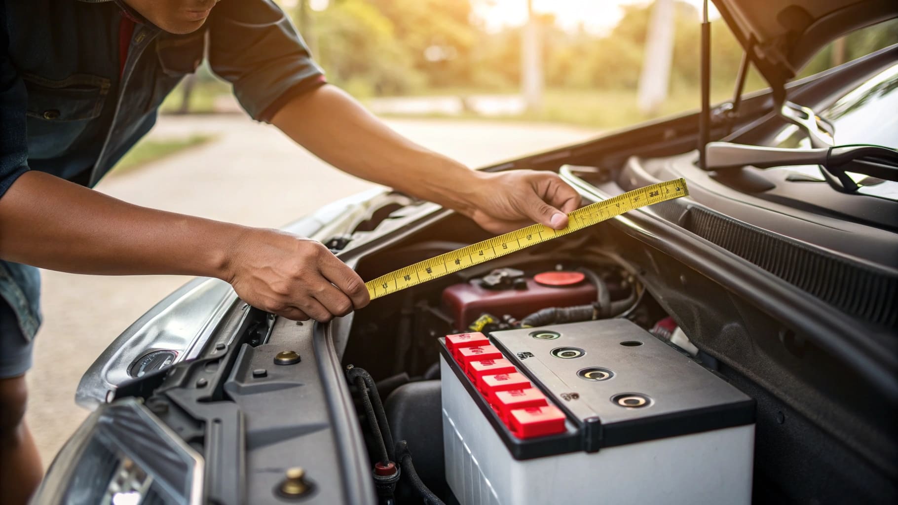 Вимірювання габаритів акумулятора в автомобілі