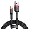 Кабель Baseus Cafule USB 2.0 to Lightning 2A 3M Чорний/Червоний (CALKLF-R91) - фото товару 1