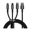 Кабель Baseus Tungsten Gold USB 2.0 для Lightning+Type-C+microUSB 3.5A 1.5M чорний (CAMLTWJ-01) - фото товару 1