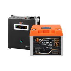 Комплект резервного живлення LP (LogicPower) ДБЖ + літієва (LiFePO4) батарея (UPS W500+ АКБ LiFePO4 640W) - фото товару 1