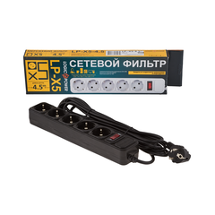 Мережевий фільтр LP-X5 4.5 м Black - фото товару 1