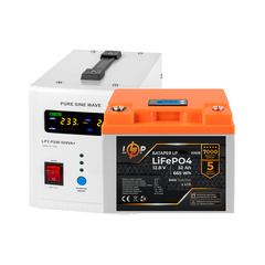 Комплект резервного живлення LP (LogicPower) ДБЖ + літієва (LiFePO4) батарея (UPS B500 + АКБ LiFePO4 640W) - фото товару 1