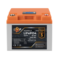 Акумулятор LP LiFePO4 12,8V - 50 Ah (640Wh) (BMS 40A/40А) пластик LCD Smart BT - фото товару 1
