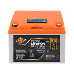 Акумулятор LP LiFePO4 12,8V - 32 Ah (410Wh) (BMS 40А/32A) пластик LCD Smart BT - фото товару 1