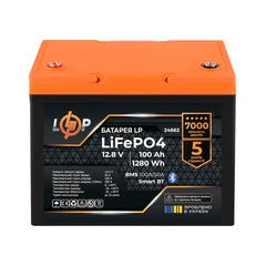 Акумулятор LP LiFePO4 12,8V - 100 Ah (1280Wh) (BMS 100A/50А) пластик Smart BT - фото товару 1