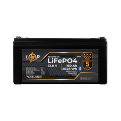 Акумулятор LP LiFePO4 12,8V - 160 Ah (2048Wh) (BMS 160A/80А) пластик LCD Smart BT - фото товару 1