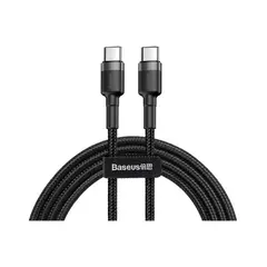 Кабель Baseus Cafule Type-C to Type-C PD2.0 60W 20V 3A 2M Чорний/Сірий (CATKLF-HG1) - фото товару 1