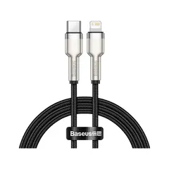 Кабель Baseus Cafule metal Type-C to Lightning PD 20W 0.25M Чорний (CATLJK-01) - фото товару 1