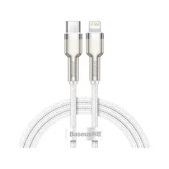 Кабель Baseus Cafule metal Type-C to Lightning PD 20W 1M Білий (CATLJK-A02) - фото товару 1