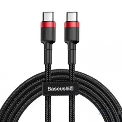 Кабель Baseus Cafule Type-C to Type-C PD2.0 60W 20V 3A 2M Черный/Красный (CATKLF-H91) - фото товару 1