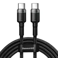 Кабель Baseus Cafule Type-C to Type-C PD2.0 100W 5A 20V 2M Чорний/Сірий (CATKLF-ALG1) - фото товару 1