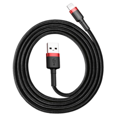 Кабель Baseus Cafule USB 2.0 to Lightning 2.4A 1M Чорний/Червоний (CALKLF-B19) - фото товару 1
