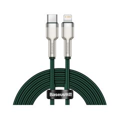 Кабель Baseus Cafule metal Type-C to Lightning PD 20W 2M Зелений (CATLJK-B06) - фото товару 1