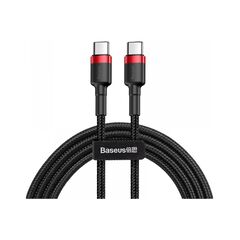 Кабель Baseus Cafule Type-C to Type-C PD2.0 60W 20V 3A 1M Чорний/Червоний (CATKLF-G91) - фото товару 1
