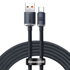 Кабель Baseus Crystal Shine USB 2.0 to Type-C 100W 2M Чорний (CAJY000501) - фото товару 1