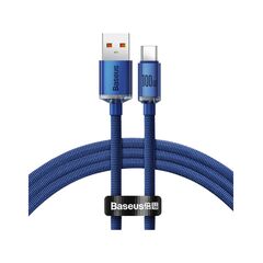 Кабель Baseus Crystal Shine USB 2.0 to Type-C 100W 1.2M Синій (CAJY000403) - фото товару 1