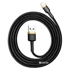 Кабель Baseus Cafule USB 2.0 для Lightning 1.5A 2M Чорний/Золотистий (CALKLF-CV1) - фото товару 1