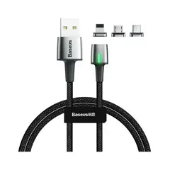 Кабель Baseus Zinc Magnetic Kit Lightning + Type-C + microUSB 2M Чорний (TZCAXC-B01) - фото товару 1