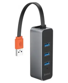 USB Hub Baseus Steel Cannon USB + Type-C to Gigabit LAN Серый (CAHUB-AF0G) - фото товару 1