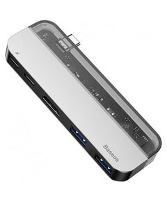 USB Hub Baseus Transparent Series Type-C to Type-C*2 + USB3.0*2 + HD4K Серый (CAHUB-TD0G) - фото товару 1