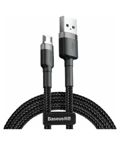 Кабель Baseus Cafule USB 2.0 to microUSB 2.4A 1M Чорний/Сірий (CAMKLF-BG1) - фото товару 1