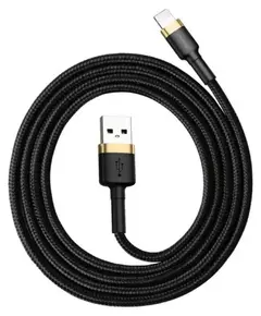Кабель Baseus Cafule USB 2.0 для Lightning 2.4A 1M Чорний/Золотистий (CALKLF-BV1) - фото товару 1
