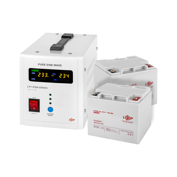 КРП LogicPower 800 + гелева батарея 1080 Ватт (UPS 800+ АКБ GL 1080W) - фото товару 1