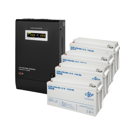 Комплект резервного питания LP (LogicPower) ИБП + мультигелевая батарея (UPS W3000 + АКБ MG 8280W) - фото товара 1