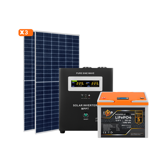 Сонячна електростанція (СЕС) 1.5kW АКБ 2.16kWh (літій) 100 Ah Преміум - фото товару 1