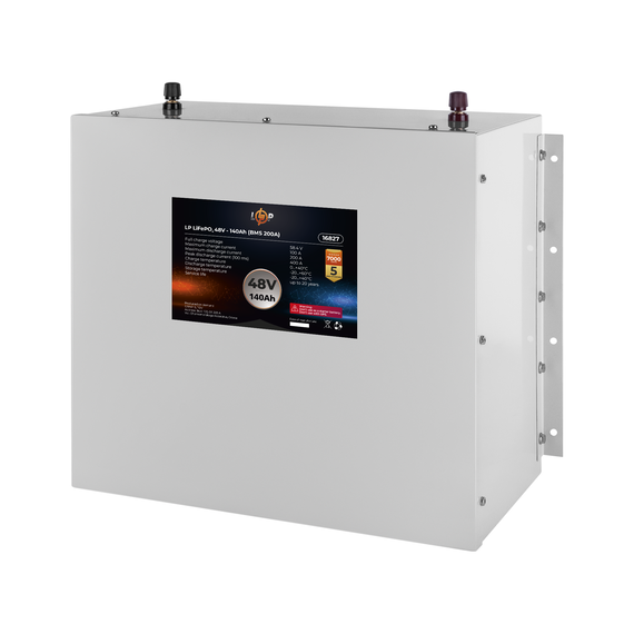 Аккумулятор LP LiFePO4 48V (51,2V) - 140 Ah (7168Wh) (BMS 200А/100A) металл - фото товара 1