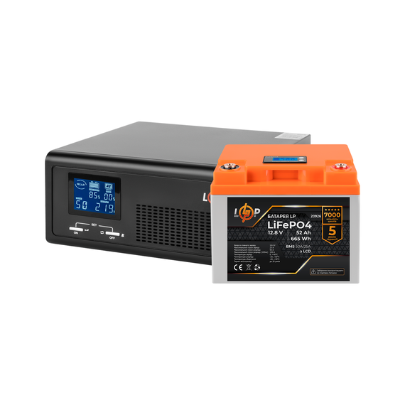 Комплект резервного живлення LP (LogicPower) ДБЖ + літієва (LiFePO4) батарея (UPS B430+ АКБ LiFePO4 665W) - фото товару 1