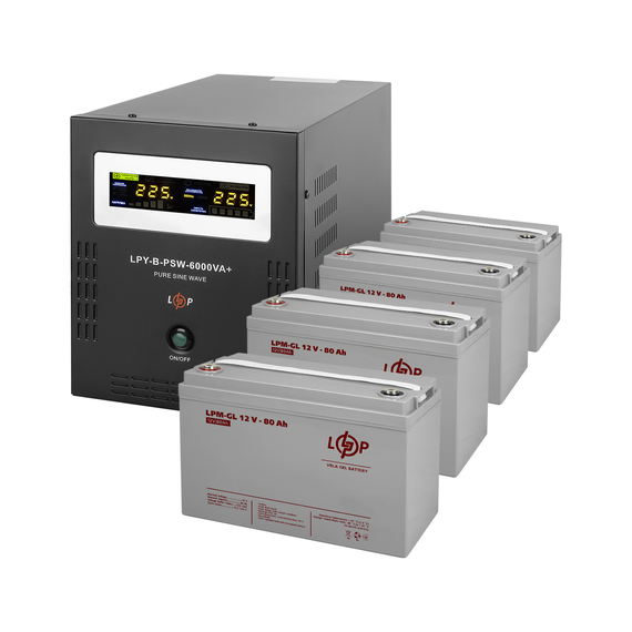 Комплект резервного живлення LP (LogicPower) ДБЖ + гелева батарея (UPS B6000 + АКБ GL 960W) - фото товару 1
