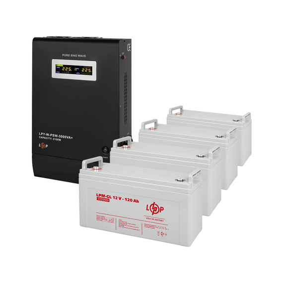 Комплект резервного питания LP (LogicPower) ИБП + гелевая батарея (UPS W3000 + АКБ GL 6600W) - фото товара 1