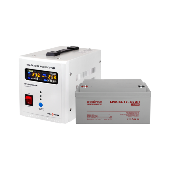 Комплект резервного живлення для котла LP (LogicPower) ДБЖ + гелева батарея (UPS 500VA + АКБ GL 900W) - фото товару 1