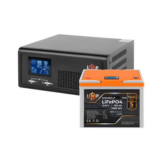 Комплект резервного живлення LP (LogicPower) ДБЖ + літієва (LiFePO4) батарея (UPS B430+ АКБ LiFePO4 1280W) - фото товару 1