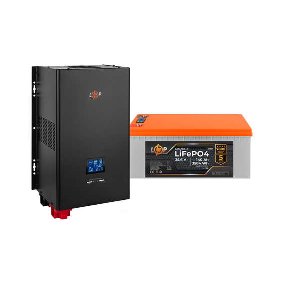 Комплект резервного живлення LP (LogicPower) ДБЖ + літієва (LiFePO4) батарея (UPS W5000+ АКБ LiFePO4 3584W) - фото товару 1