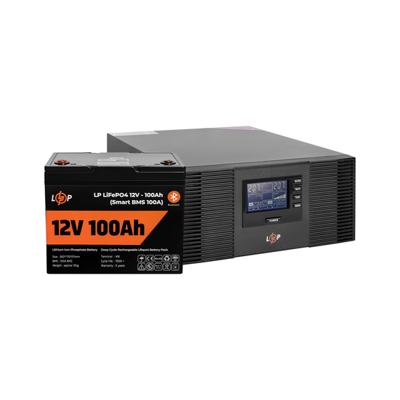 Комплект резервного живлення LP (LogicPower) ДБЖ + літієва (LiFePO4) батарея (UPS B1500 + АКБ LiFePO4 1280W) - фото товару 1