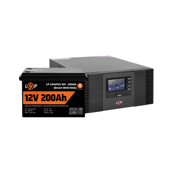 Комплект резервного живлення LP (LogicPower) ДБЖ + літієва (LiFePO4) батарея (UPS B1500+ АКБ LiFePO4 2560W) - фото товару 1