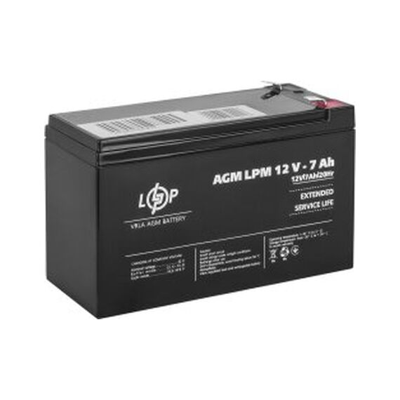 Аккумулятор AGM Logic Power AGM LPM 12 V 7 Ah 310015 - фото товару 1