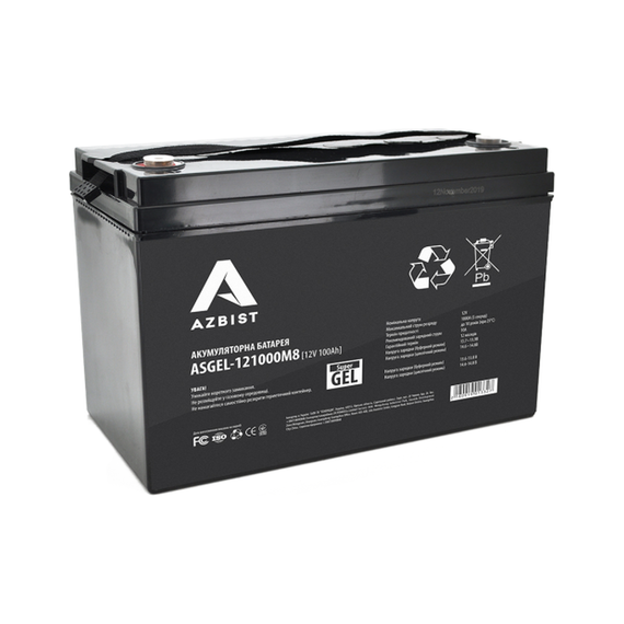 Акумуляторна батарея Azbist Super GEL ASGEL-12V 100Ah 0M8 - фото товару 1
