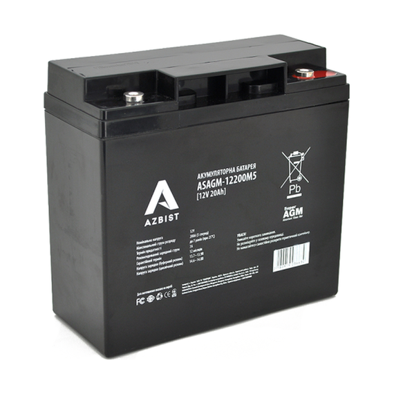 Аккумуляторная батарея Azbist ASAGM-12V 20Ah 0M5 - фото товара 1
