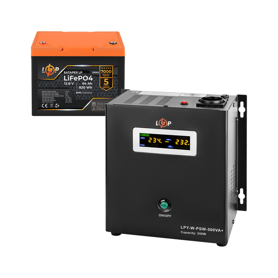 Комплект резервного живлення LogicPower W500 + літієва (LiFePO4) батарея 819 Wh - фото товару 1