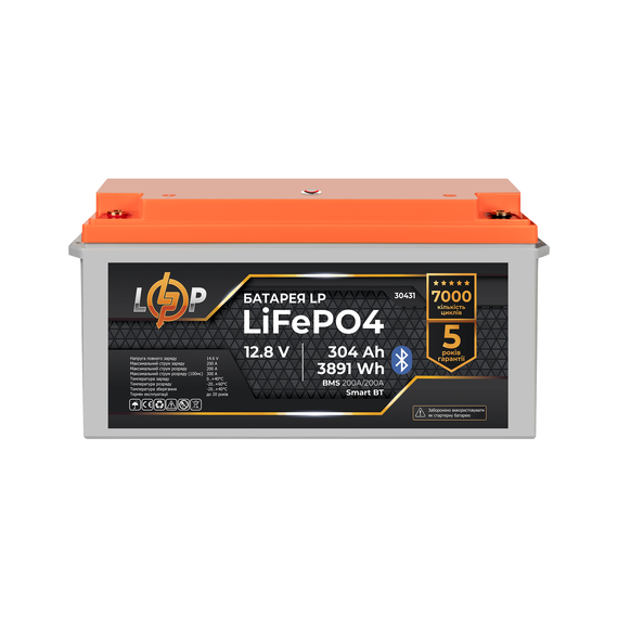 Акумулятор LP LiFePO4 12,8V - 304 Ah (3891Wh) (BMS 200A/200А) пластик Smart BT - фото товара 1