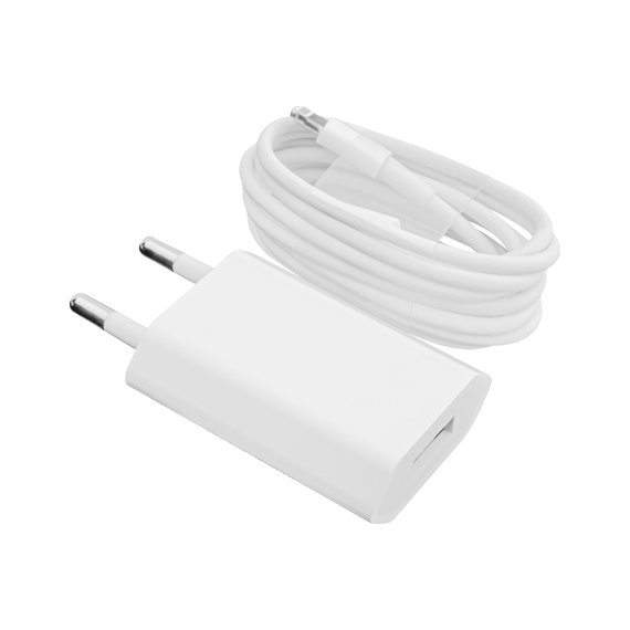 Зарядний пристрій + кабель Lightning LP АС-005 USB 5V 1A ОЕМ White - фото товару 1