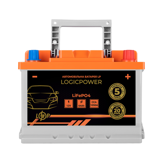 Автомобільний літієвий акумулятор LP LiFePO4 12V - 64 Ah (+ праворуч) BMS 1050А - фото товара 1